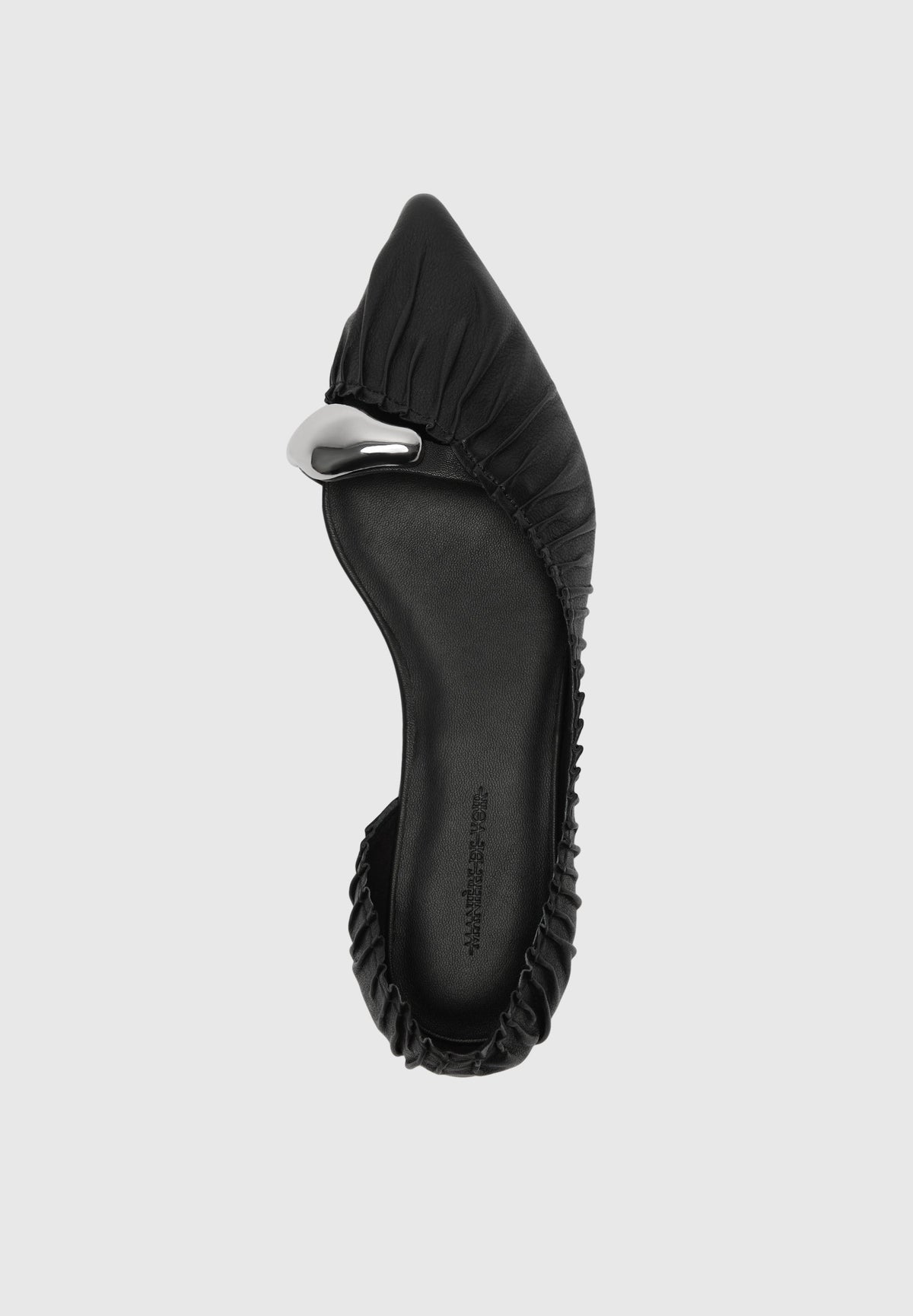 Celeste - Leather Ballet Flats with Hardware - Black