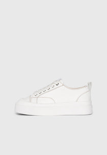 Women's Vienna - Leather Contrast Stitch Sneaker - White