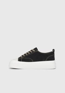 Women's Vienna - Suede Contrast Stitch Sneaker - Black