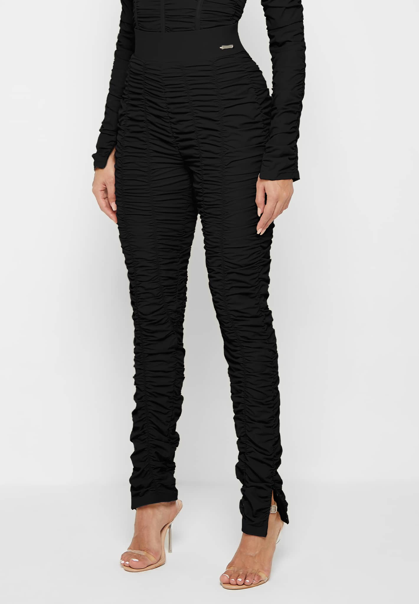 High waisted cheap ruched leggings