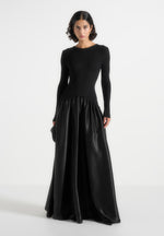 adeline-knit-satin-curved-hem-maxi-dress-black