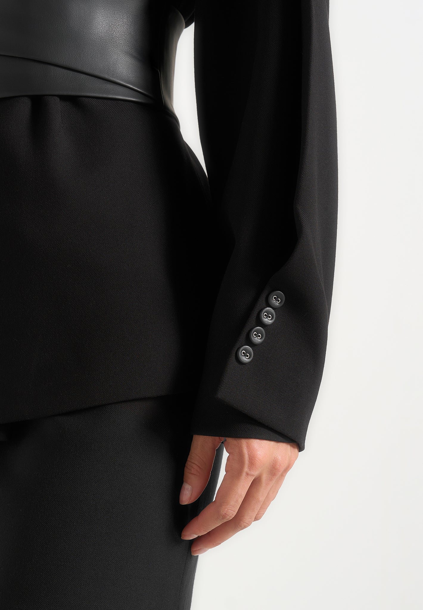 marie-wool-twist-sleeve-blazer-with-belt-black