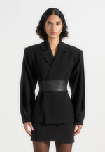 marie-wool-twist-sleeve-blazer-with-belt-black