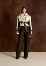 Lelia - Cropped Gabardine Trench Coat With Belt - Beige/Brown
