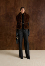 lira-fur-gilet-with-belt-dark-brown
