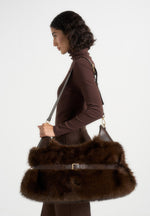 Cali - Fur Duffle Bag  - Brown