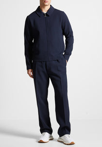 Regular Fit Waffle Seersucker Tailored Pants - Navy