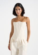 Scarlett - Tailored Lace Up Corset - Off White