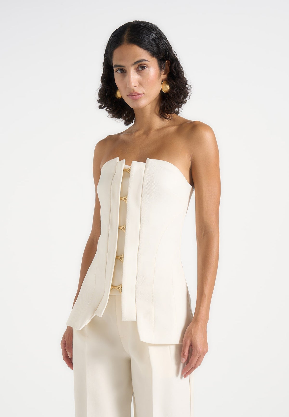 Viviane - Clasp Detail Bandeau Top - Off White