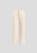 Calista - Line Art Denim Jeans - Cream