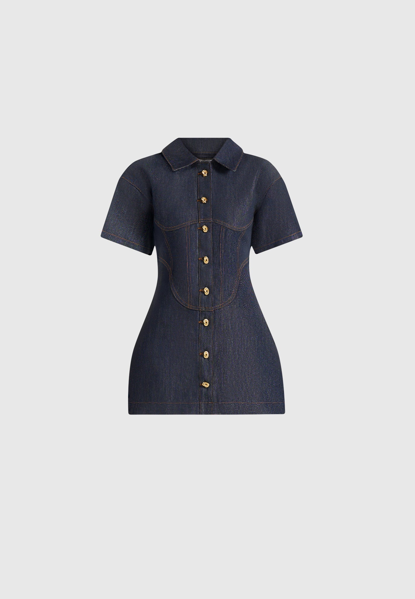 Mathilde - Denim Corset Contrast Stitch Dress - Indigo