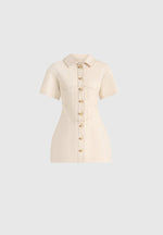 Mathilde - Denim Corset Contrast Stitch Dress - Cream
