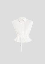 Malia - Sleeveless Tie Waist Cropped Shirt - White