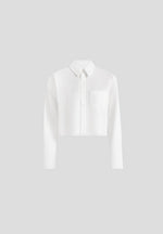 Maura - Oversized Cropped Roll Sleeve Cotton Shirt - White