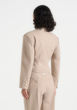 Prisca - Tailored Cropped Blazer - Beige