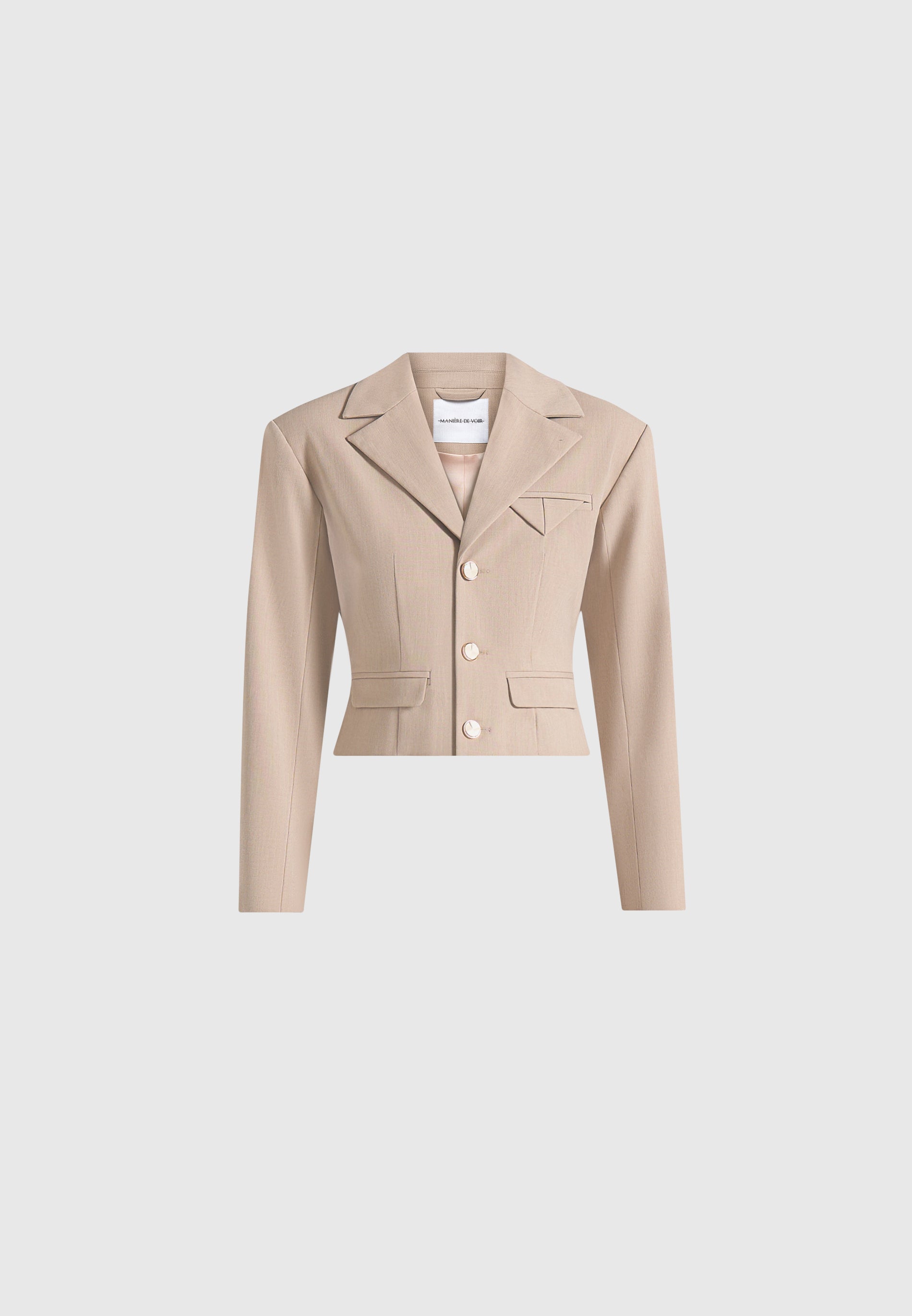 Prisca - Tailored Cropped Blazer - Beige