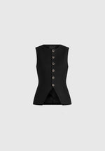 Maisie - Tailored Crew Neck Cinch Waistcoat - Black