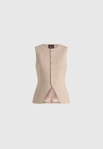 Maisie - Tailored Crew Neck Cinch Waistcoat - Beige