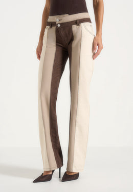 jacinda-colour-block-denim-jeans-beige-brown