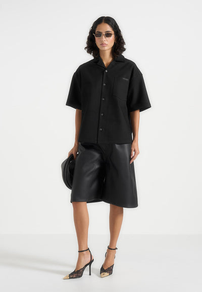 Brook - Unisex Signature Twill Boxy Shirt - Black