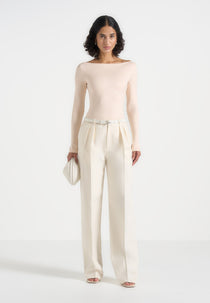 BS003 - Boat Neck Bodysuit - Pale Pink