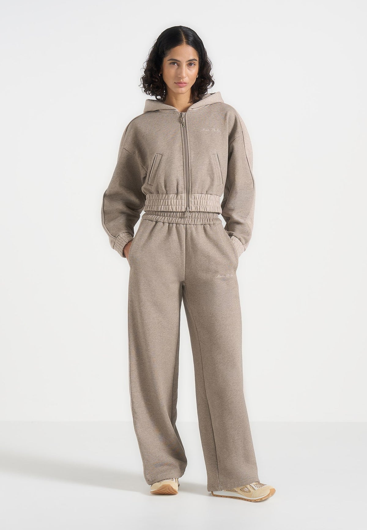 Rayna - Two Tone Relaxed Zip Through Hoodie - Taupe