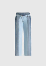 Jacinda - Colour Block Denim Jeans - Mid Blue