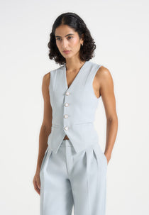 Christine - Tailored Cinched Waistcoat - Pale Blue