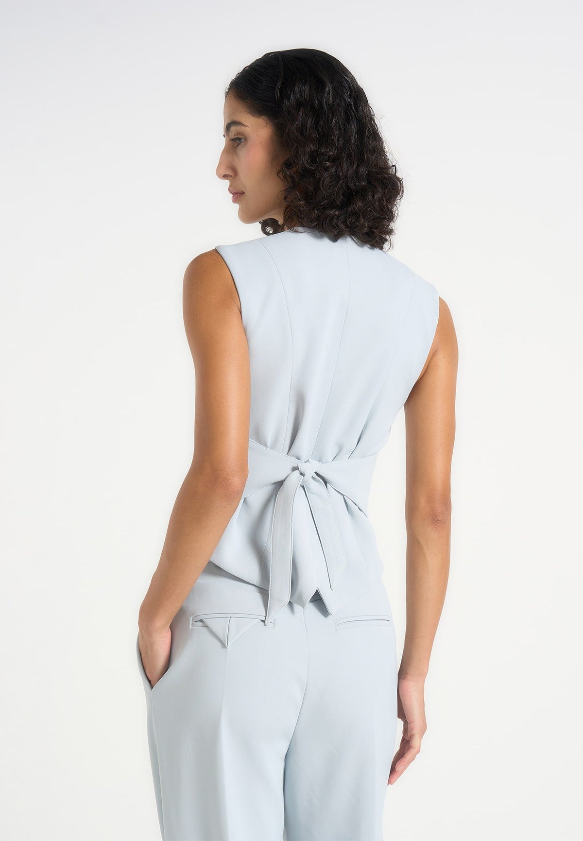 Christine - Tailored Cinched Waistcoat - Pale Blue