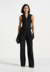 Christine - Tailored Cinched Waistcoat - Black