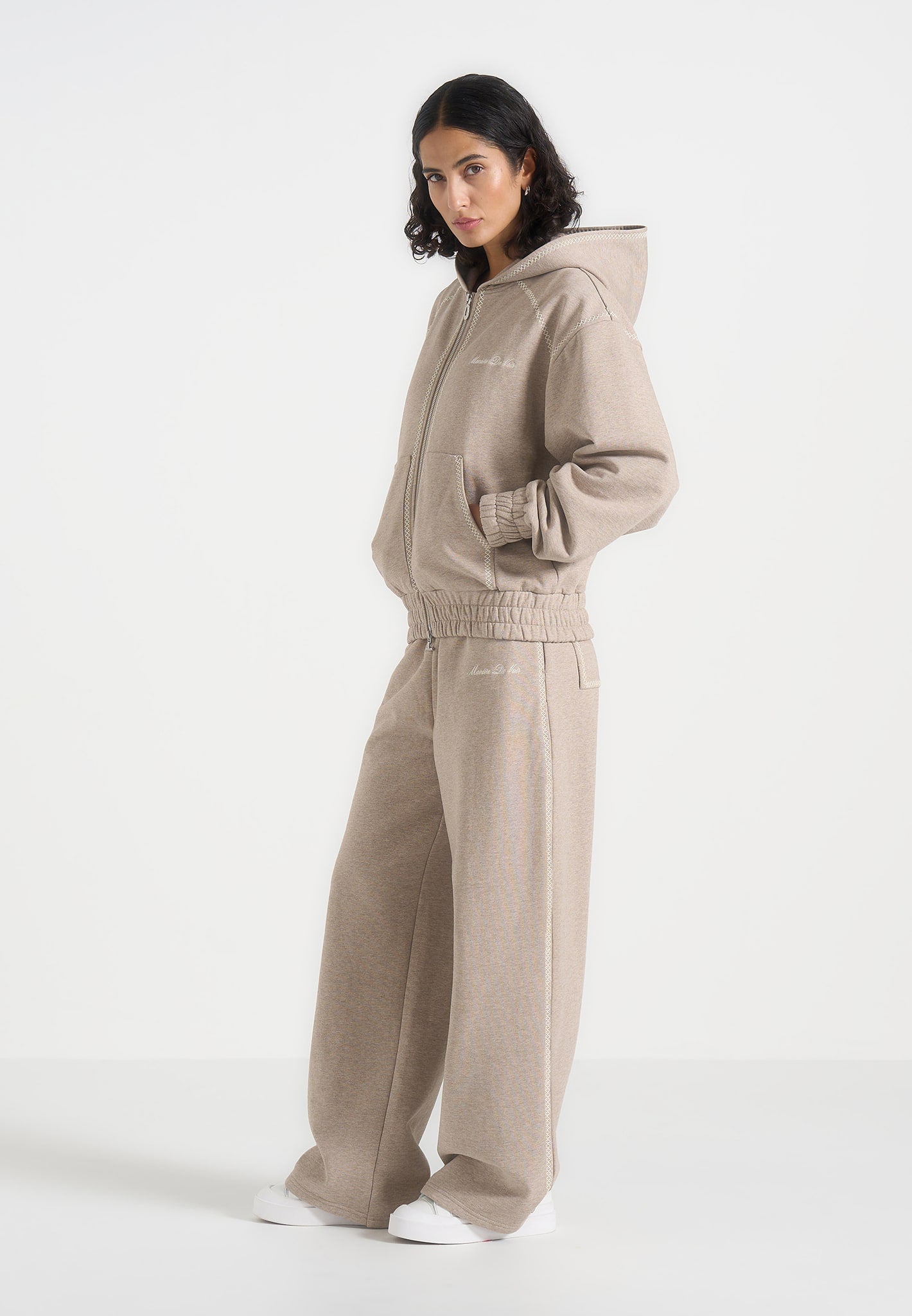 Morgan - Unisex Whipstitch Wide Leg Jogger - Taupe 