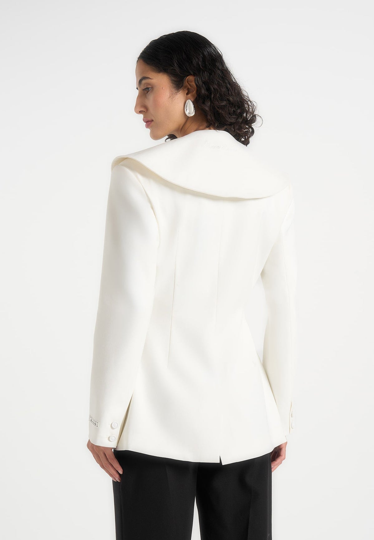 Emy - Shawl Hourglass Blazer - White