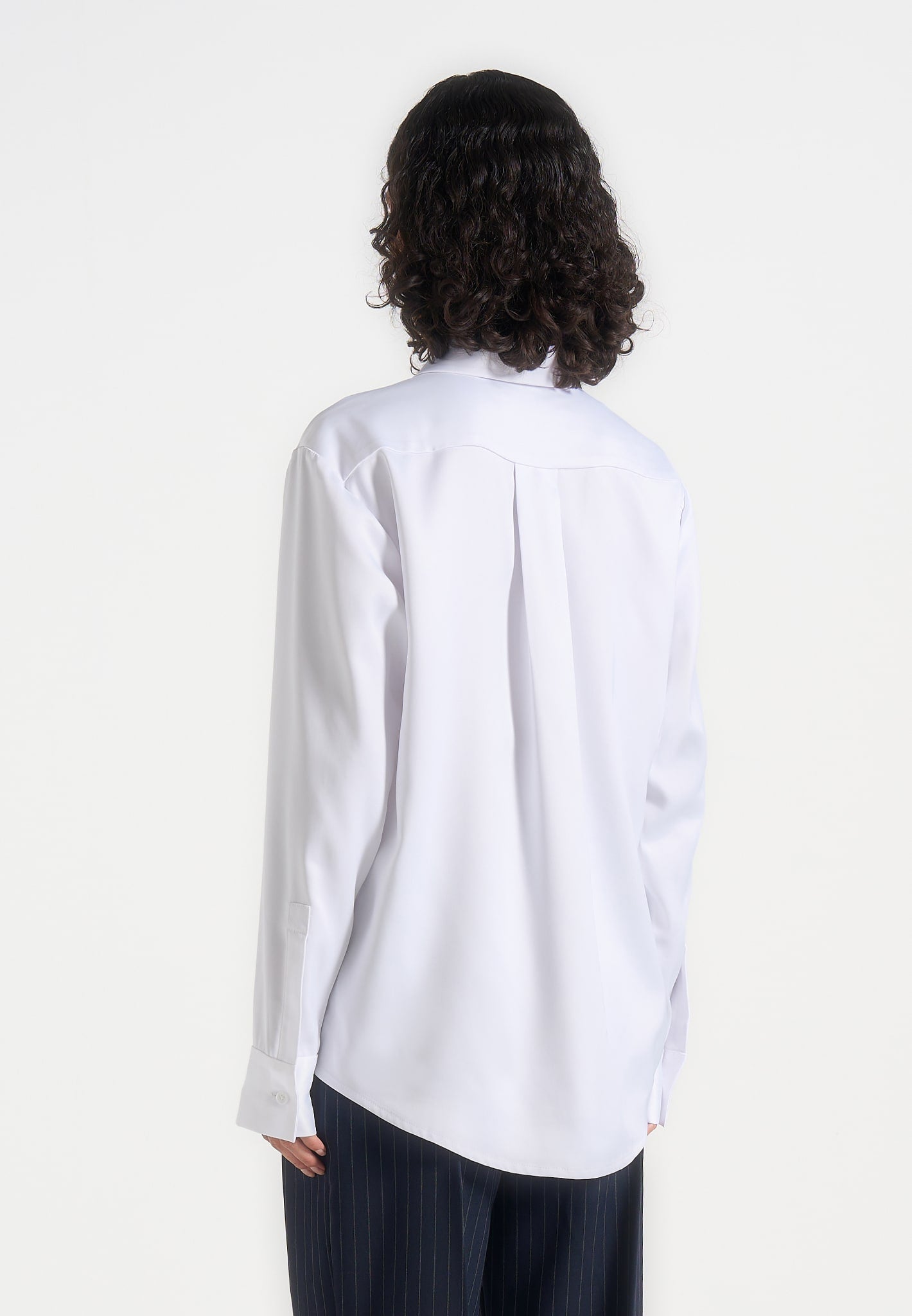 Carter - Unisex Oversized Satin Shirt - White