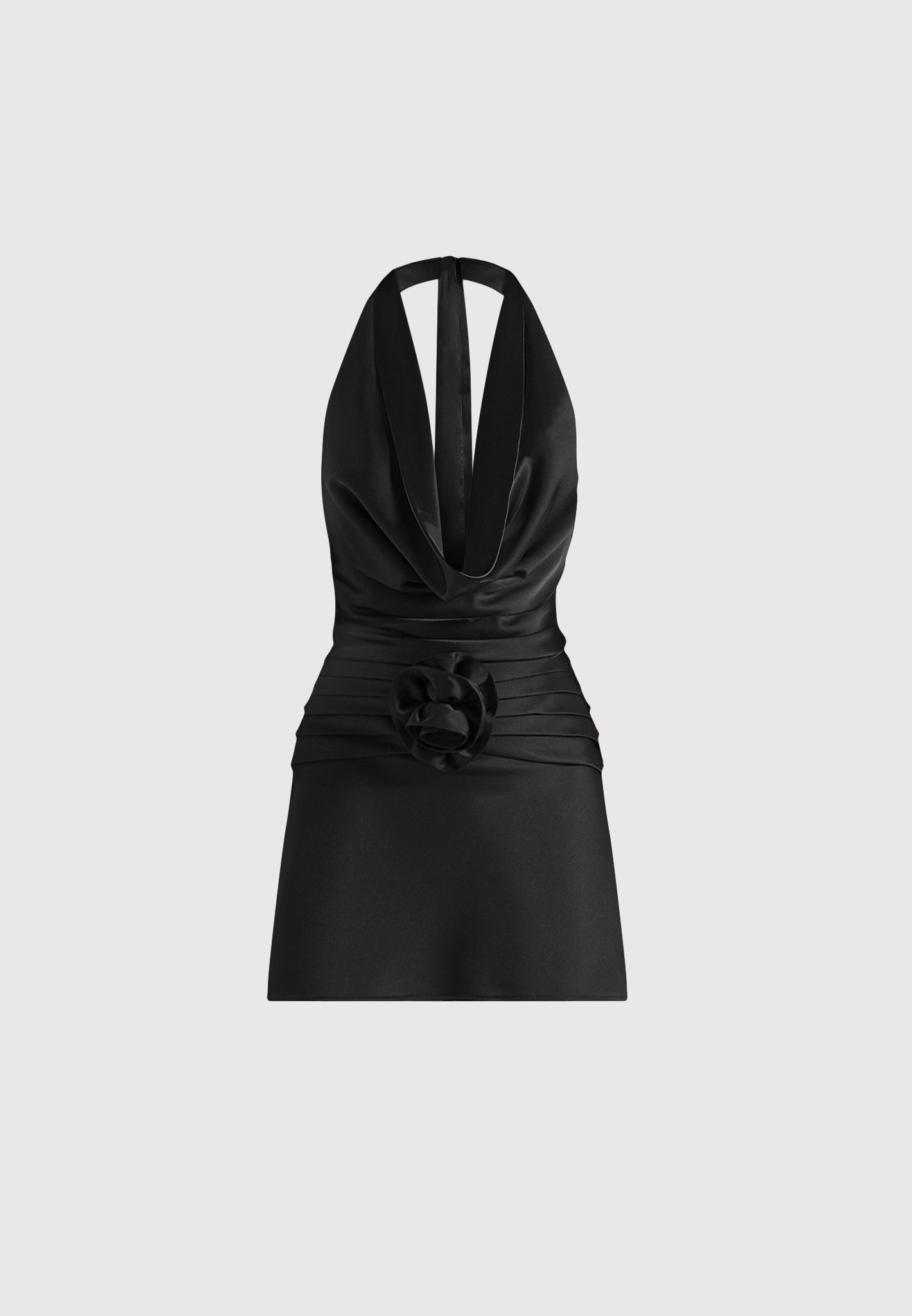 christelle-cowl-halter-open-back-rosette-mini-dress-black