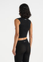 Kelsey - Pointelle Asymmetric Top - Black