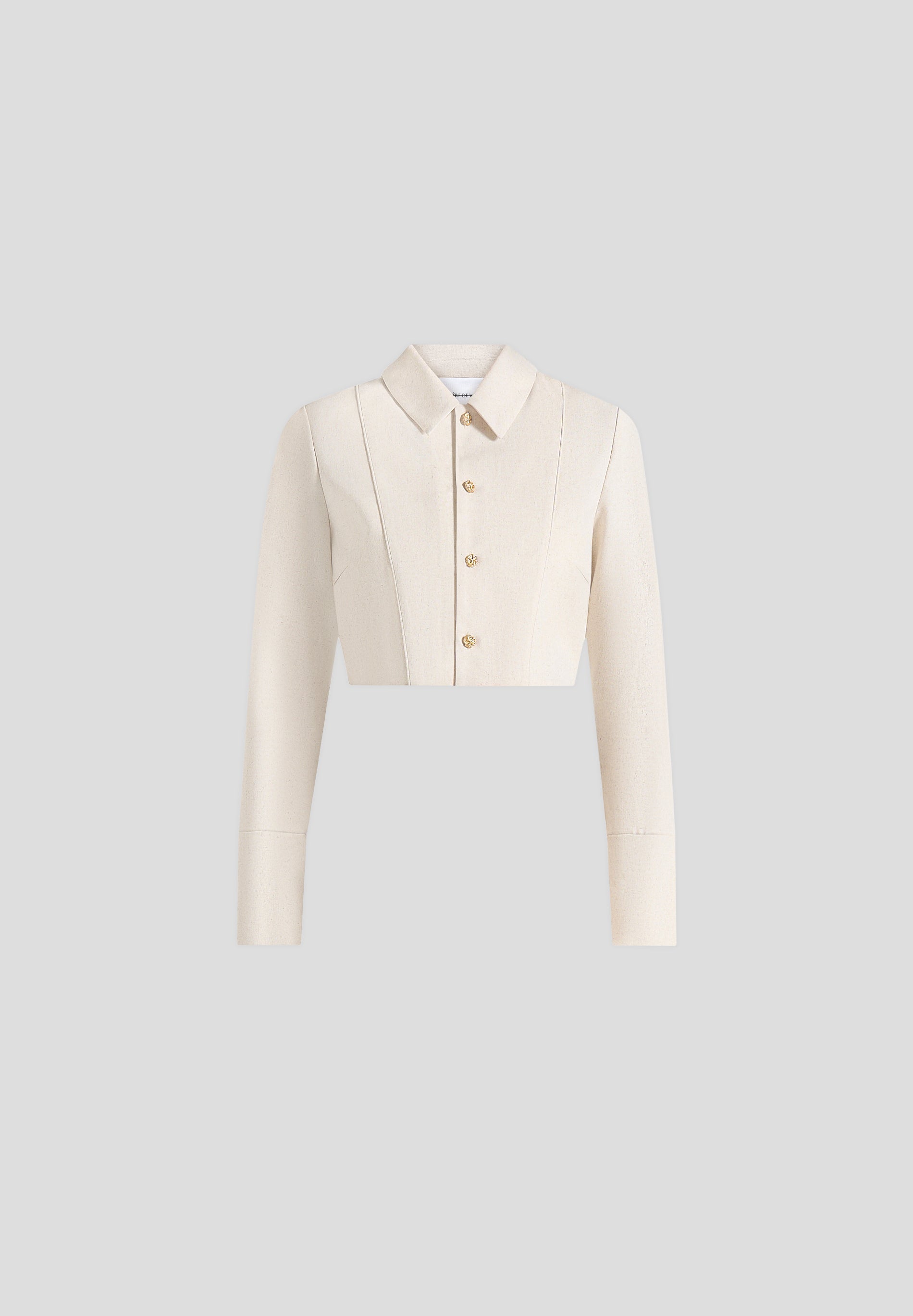 Florine - Linen Pintuck Cropped Shirt - Natural