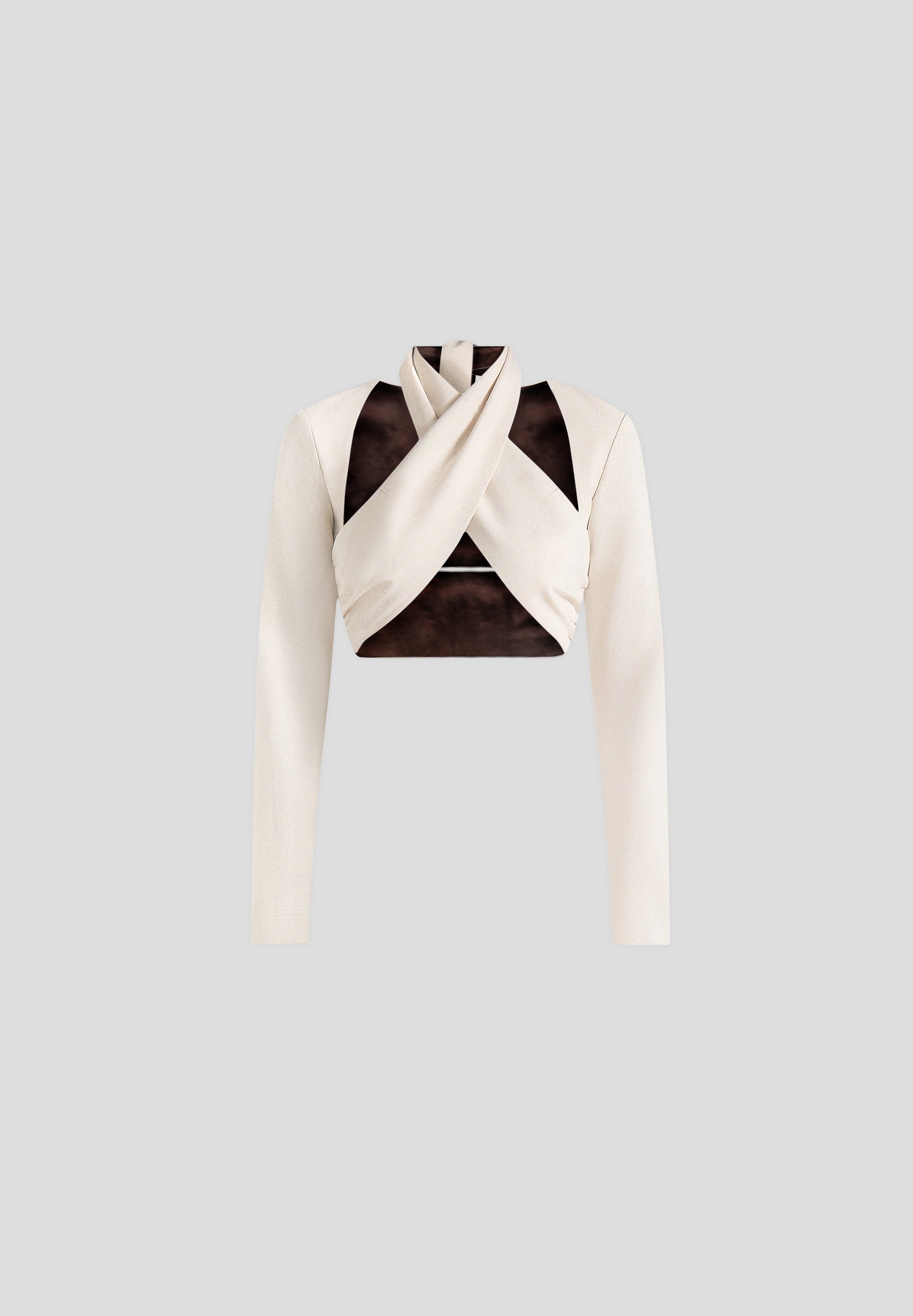 Wendy - Linen Crossover Bolero Top - Natural