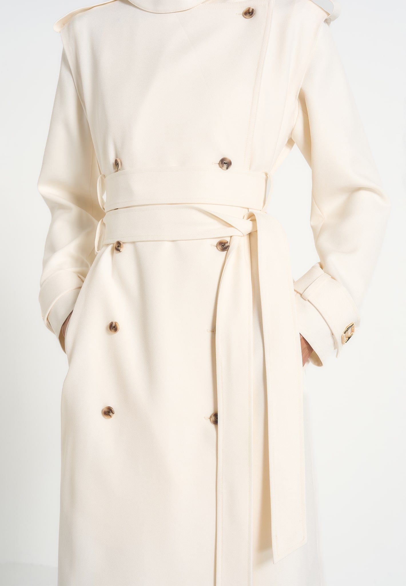 Esther - Trench Coat With Double Belt - White