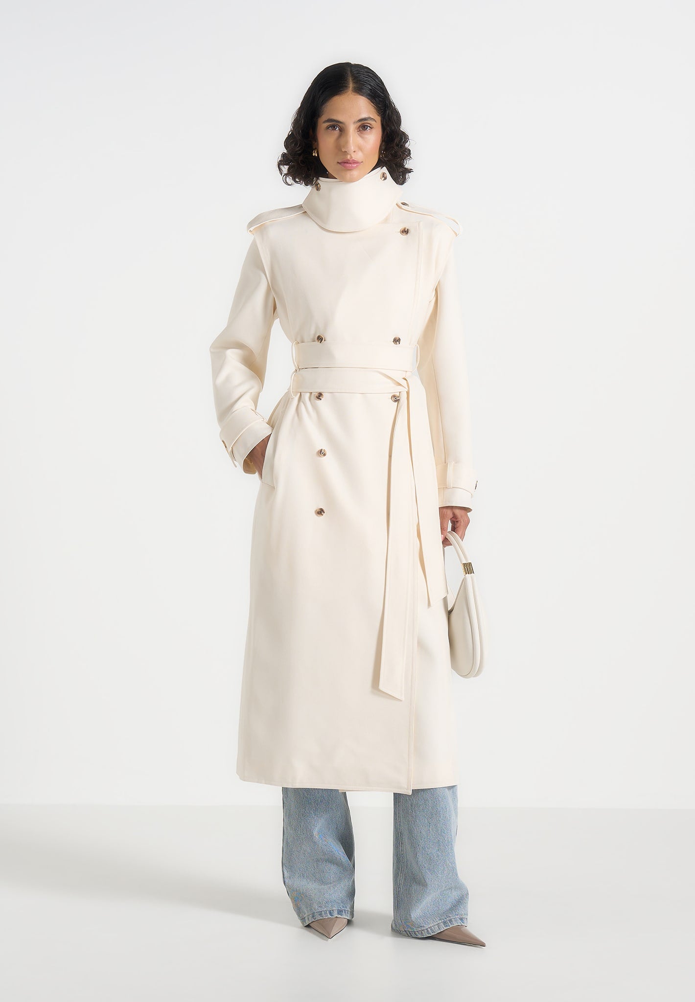 Esther - Trench Coat With Double Belt - White
