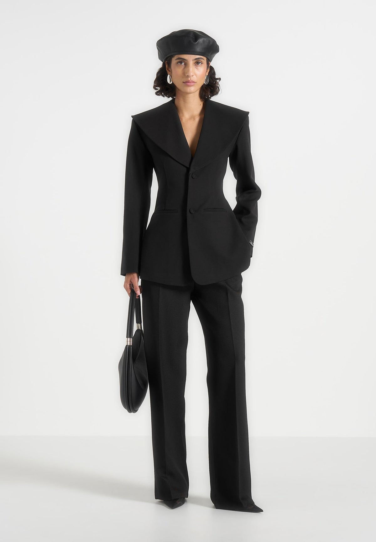 Emy - Shawl Hourglass Blazer - Black