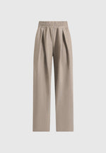 Fanny - Straight Leg Box Pleat Joggers - Taupe
