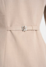 Harper - Tailored Cinch Blazer With Detachable Collar - Beige