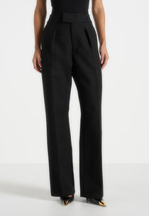 Elsa - High Waisted Tailored Pants - Black