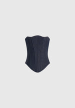 Scarlett - Lace Up Denim Corset - Indigo
