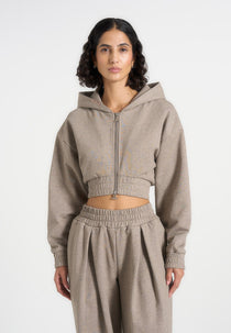Josiane - Relaxed Zip Through Hoodie - Taupe