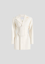 Lacey - Tailored Blazer Dress With Reversible Belt - Off White