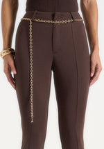 Una - Capri Leggings With Chain - Brown