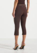 Una - Capri Leggings With Chain - Brown