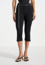Una - Capri Leggings With Chain - Black