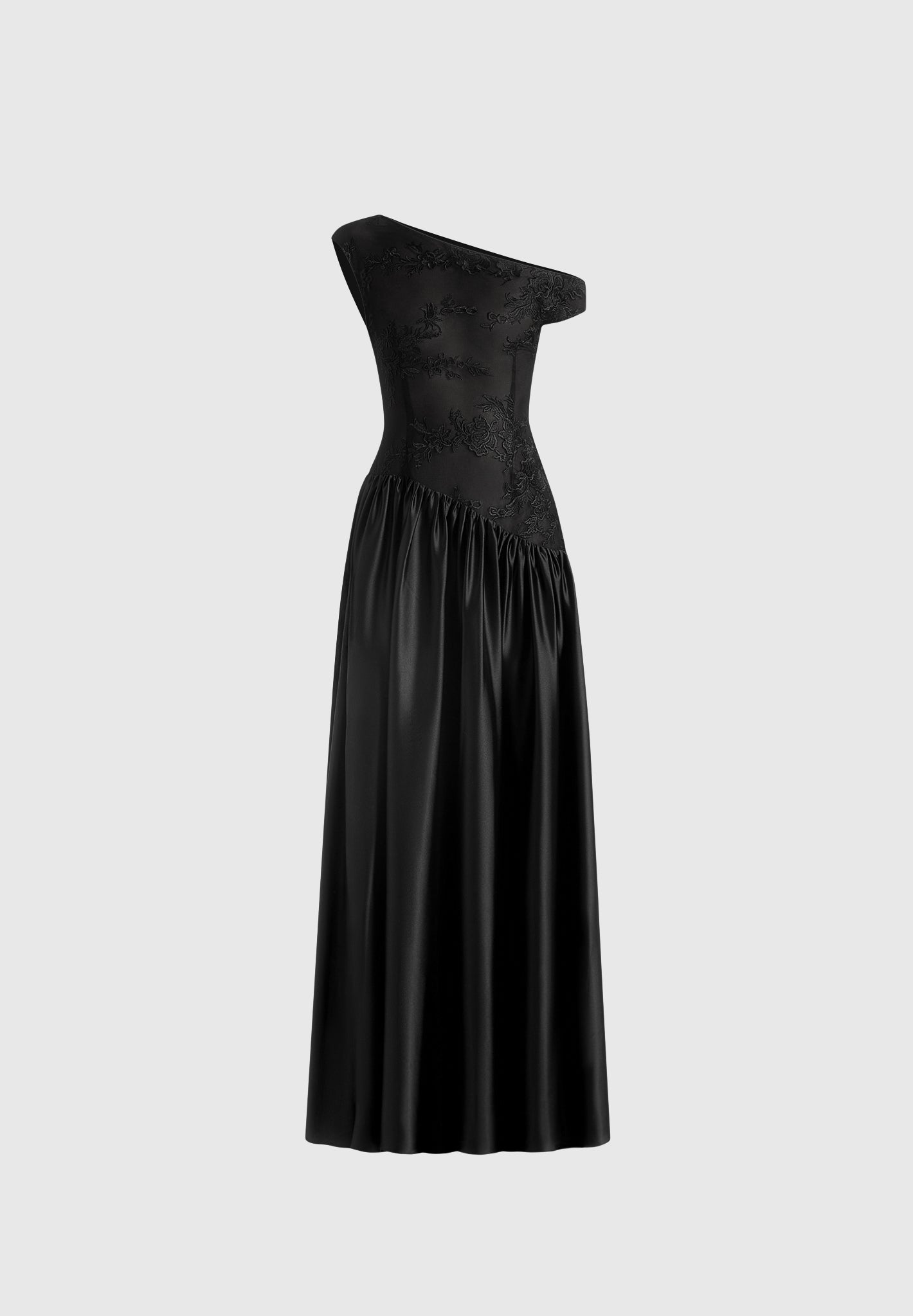 Alanna - Off Shoulder Fit and Flare Maxi Dress - Black